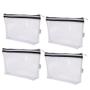 Imagem de Augbunny Multi-Purpose Waterproof Clear Vinil Zippered Toiletry Cosméticos Maquiagem Bolsa com fita francesa 4-Pack