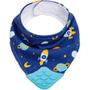 Imagem de Babador Bandana com Mordedor Buba Espaço +4m Bebê Babeiro Infantil Azul Fecho Ajustável