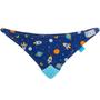 Imagem de Babador Bandana com Mordedor Buba Espaço +4m Bebê Babeiro Infantil Azul Fecho Ajustável