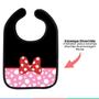 Imagem de Babador Infantil Bebe Com Bolso Coletor De Migalhas e Botão Preto Minnie Mouse Baby Go