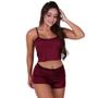 Imagem de Baby Doll Feminino Para Dormir Confortável Liso Cropped Short Pijama Helanca Casual