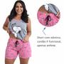 Imagem de Baby Doll Pijama Feminino Camiseta E Short Personagens Verão