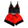 Imagem de Baby Doll Plus Size Renda Cetim Com Elastano Conjunto Lingerie Top Shorts Pijama