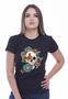 Imagem de Baby Look Algodão Estampa Caveira Floral T-shirt