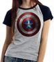 Imagem de Baby look blusa feminina ou Camiseta unissex Capitão América Escudo Marvel