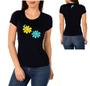 Imagem de Baby Look Camiseta Feminina Flower Black T SHIRT TAM GG