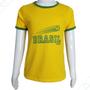 Imagem de Baby Look Infantil Amarelo Menina Brasil Copa Do Mundo Em Malha