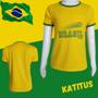 Imagem de Baby Look Infantil Amarelo Menina Brasil Copa Do Mundo Em Malha