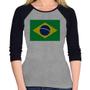 Imagem de Baby Look Raglan Bandeira Brasil Manga 3/4 - Foca na Moda