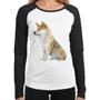 Imagem de Baby Look Raglan Cachorro Shiba Inu Manga Longa - Foca na Moda