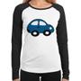 Imagem de Baby Look Raglan Carrinho Azul Manga Longa - Foca na Moda
