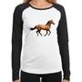 Imagem de Baby Look Raglan Cavalo Correndo Manga Longa - Foca na Moda