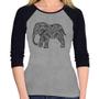 Imagem de Baby Look Raglan Elefante Mandala Manga 3/4 - Foca na Moda