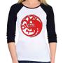 Imagem de Baby Look Raglan Fire and Blood Targaryen Manga 3/4 - Foca na Moda