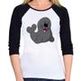 Imagem de Baby Look Raglan Foca Feliz Manga 3/4 - Foca na Moda