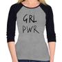 Imagem de Baby Look Raglan GRL PWR Manga 3/4 - Foca na Moda