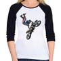 Imagem de Baby Look Raglan Motocross Freestyle Trick Manga 3/4 - Foca na Moda