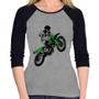 Imagem de Baby Look Raglan Motocross Jump Verde Manga 3/4 - Foca na Moda