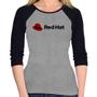 Imagem de Baby Look Raglan Red Hat Linux Logo Manga 3/4 - Foca na Moda