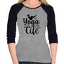 Imagem de Baby Look Raglan Yoga Life Manga 3/4 - Foca na Moda