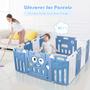 Imagem de Baby Playpen Costzon dobrável de 14 painéis com fechadura azul e branco