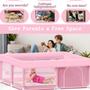 Imagem de Baby Playpen Jaobeem Pink com tapete impermeável 125x125cm para interior