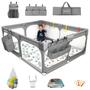 Imagem de Baby Playpen JINXIA Extra Large com tapete e bolsa de armazenamento cinza