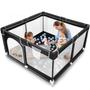 Imagem de Baby Playpen Tmsene Black com malha respirável e portões com zíper