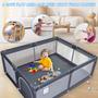 Imagem de Baby Playpen XVISHX Grey 127 x 127 cm com laterais de malha macia