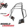 Imagem de Bagageiro Cromado com Alça para Garupa de Motos Yamaha Fazer 150 Factor Resistente e Seguro Bag Motoboy