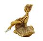 Imagem de Bailarina Sentada Estatueta Enfeite Dourado Resina 9 cm