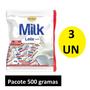 Imagem de Bala Milk Leite Cremosa Pocket - 3 Pacotes Com 500gr