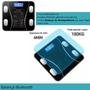Imagem de Balança Bioimpedância Digital Inteligente Preta Bluetooth Completa