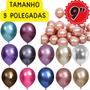 Imagem de Balão Bexiga Cromado, 9 Polegadas Pacote De 25 Unds, Balão Metalizado Brilhante