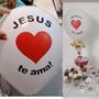 Imagem de Balão Bexiga Jesus Te Ama Batismo e Comunhão Religioso, Balão Látex Estampado 9 Polegadas Pacotes De 10-25-50 Unds