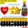Imagem de Balão Champanhe Love 81cm +1 Coração Vermelho 45cm +2 Estrelas Douradas 45cm +20 Balões De Látex Metalizados 9 Polegadas