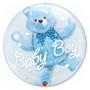 Imagem de Balão de Festa Bubble Duplo 24" 60cm - Baby Boy Ursinho - 01 Unidade - Qualatex - Rizzo Balões