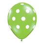 Imagem de Balão de Festa Látex Liso Decorado - Pontos Verde Limão e Branco - 11" 28cm - 50 unidades - Qualatex Outlet - Rizzo