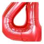 Imagem de Balão de Número Grande Metalizado Vermelho 102cm