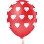 Imagem de Balão Decorado Nº10 Coração BIG Vermelho com Branco - Pacote com 25