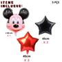 Imagem de Balão Metalizado Cabeça De Mickey de  60Cm + 4 Balões Metalizados Estrela Vermelho e Preto de 45 Cm