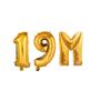 Imagem de Balão Metalizado Comemoração 19M Seguidores Dourado Kit 3un