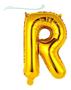 Imagem de Balão Metalizado Letra R 40cm Com Palito Dourado