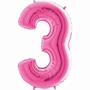 Imagem de Balão Metalizado Pink número 3 Rosa choque para festas e eventos 101 cm unidade
