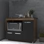 Imagem de Balcão Armário Gabinete de Cozinha Para Fogão Cooktop 4 Bocas e Forno 3 Portas Alana Mobília Decor Savana Preto