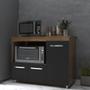 Imagem de Balcão Armário Gabinete de Cozinha Para Microondas e Forno Elétrico 3 Portas Lilian Mobília Decor Savana Preto