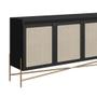 Imagem de Balcão Buffet 3 Portas Oslo Artesano 183 cm (largura) MDP Nero Palha Sintética Bege Pé Metal Dourado