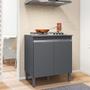 Imagem de Balcão Com Tampo Para Cooktop 5 Bocas 2 Portas Andréia Cinza- Ajl Móveis