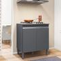Imagem de Balcão Cooktop 2 Portas Andréia Cinza Fosco AJL Móveis