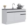 Imagem de Balcão Cozinha c/ Rodapé Gabinete Pia 150cm 3 Ptas 1 Gav Veneza Multimóveis MP2115.964 Branco/Preto